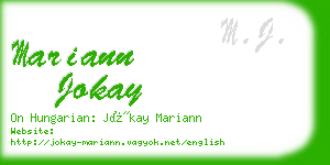 mariann jokay business card